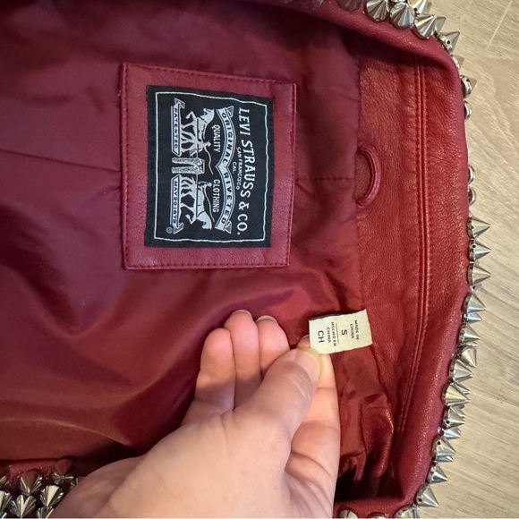Levi's Customized Studded Burgundy Leather Jacket - Picture 4 of 4